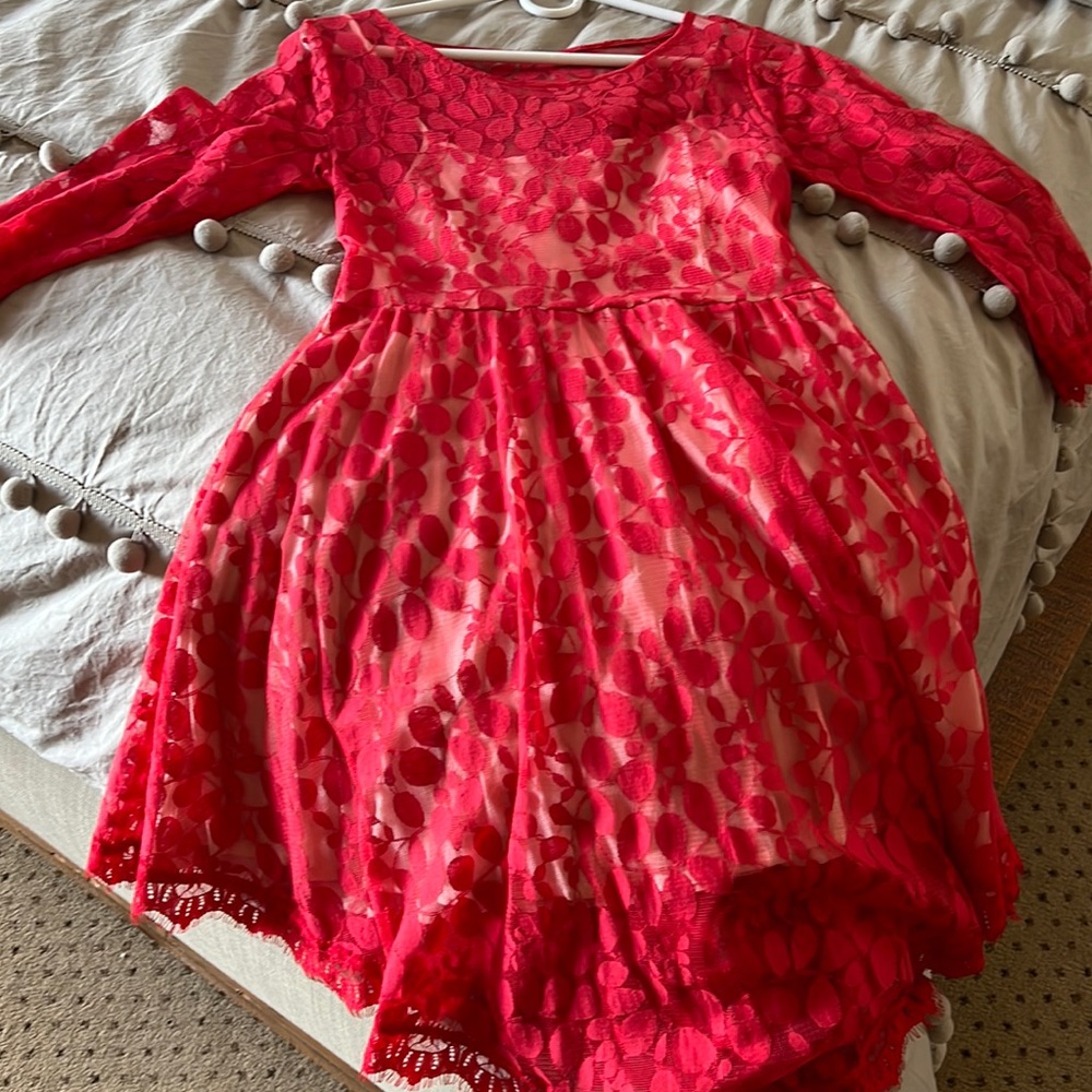 Free People Red Lace Dress Sz 6